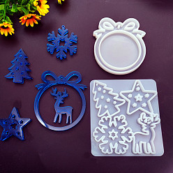 Плоский Круглый DIY силиконовые формы кулон, формы для литья смолы, белые, плоско-круглые, 110x95x10 мм, отверстие : 3 мм, внутренний диаметр: 100x90 мм