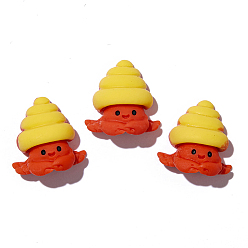 Краб Кабошоны из непрозрачной смолы на тему океана, кабошон морских животных, оранжево-красный, крабовый узор, 16x16 мм