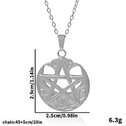 Серебро 304 Женские кулоны с пентаграммой из нержавеющей стали, серебряные, 17.72 дюйм (45 см)