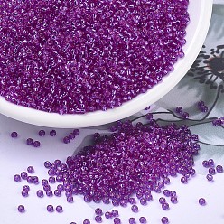 (RR1340) Dyed Silverlined Fuchsia Миюки круглые бусины рокайль, японский бисер, 11/0, (rr 1340) окрашенная серебристая фуксия, 2x1.3 мм, отверстия : 0.8 mm, около 50000 шт / фунт