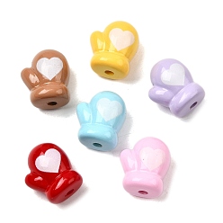 (52) Непрозрачная лаванда Непрозрачные акриловые бусины, перчатка с сердцем, разноцветные, 17.5x15.5x12 мм, отверстие : 3 мм