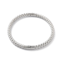 Нержавеющая Сталь Цвет Не тускнеют 304 браслеты из нержавеющей стали с рифленой подвеской, цвет нержавеющей стали, внутренний диаметр: 2-3/8x2 дюйм (6.05x5.1 см)