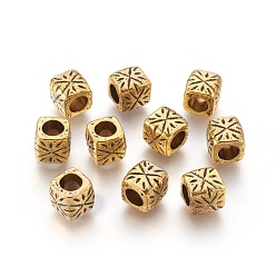 Античное Золото Разделители для бусин, тибетский стиль, античное золото , без свинца и без кадмия, баррель, 9x9x9 мм, отверстие : 5.5 мм