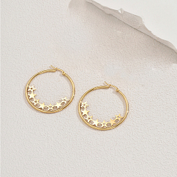 Звезда Крюк из нержавеющей стали серьги, золотые, звезда, 43 мм