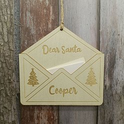 Christmas Tree Wooden Calendar Decoration Pendants, Envelope, Christmas Tree, 125x120x12mm