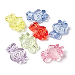 Mixed Color Transparent Acrylic Big Pendants, Lollipop with Bunny Ears, Mixed Color, 58x39.5x12.5mm, Hole: 3.5mm, about 37pcs/bag