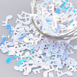 Небесно-голубой Аксессуары для орнаментов, пластиковые пайетки / блестки из пвх, музыкальная нота, голубой, 9.5x4.5x0.2 мм, около 35000 шт / 500 г