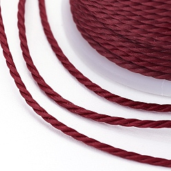 Dark Red Round Waxed Polyester Cord, Taiwan Waxed Cord, Twisted Cord, Dark Red, 1mm, about 12.02 yards(11m)/roll