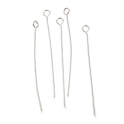 Посеребрённый Латунные булавки, без свинца и без кадмия, 925 серебро покрытием, 40x3x0.7 мм, отверстие : 1.8 мм