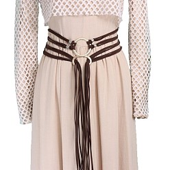 Кокосово-Коричневый Винтажные многослойные ремни-цепочки из искусственной замши с длинными кисточками, с застежками-змейками из сплава, античное серебро, кокосового коричневый, 2600~2800 мм