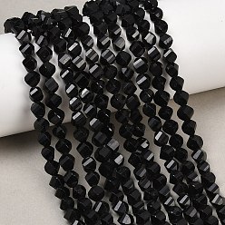 Турмалин Натуральный черный турмалин бисер нитей, граненые, твист, 6~6.5x5x5 мм, отверстие : 1 мм, около 58~61 шт / нитка, 14.17''~14.69'' (36~37.3 см)