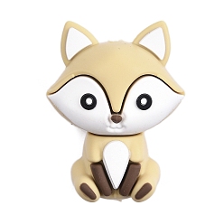 пшеница Силиконовые бусины, лиса, цвет пшеницы, 30x23x16.5 мм, отверстие : 2 мм