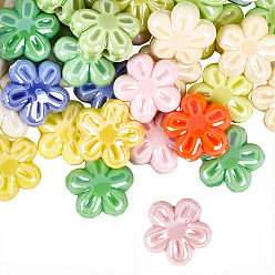 (52) Непрозрачная лаванда 40шт. фарфоровые бусины ручной работы, жемчужные, цветок, разноцветные, 17.5x17x8.5 мм, отверстие : 2 мм