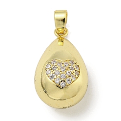 Сердце Покрытие стойки латунь микропаве прозрачные подвески из кубического циркония, с целью перехода в кольце, без кадмия и без свинца, долговечный, слеза, сердце, 25x14x14 мм, отверстие : 5.5x3.5 мм