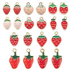 (52) Непрозрачная лаванда 100 шт 10 стиль подвески из легкого золотого сплава с эмалью, клубника, разноцветные, 16.5~21.5x8.5~13x1.5~3 мм, отверстие : 1.5~2 мм, 10 шт / стиль