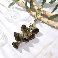 Античная Бронза Подвесной колокольчик из листового железа, подвески из сплава и джутовый шнур для украшения двери дома, античная бронза, 268 мм