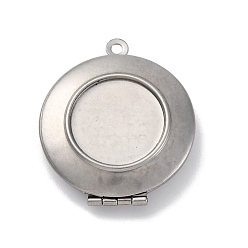 Нержавеющая Сталь Цвет 304 подвески из нержавеющей стали Locket, плоско-круглые, цвет нержавеющей стали, 32x27x6.5 мм, отверстие : 1.8 мм