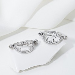 Другие Латунные кольца для сосков, платина, форма клыка, 16 мм