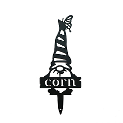 Черный Этикетка для кукурузы, Металлический садовый кол гнома/гнома на тему Хэллоуина, грунтовая вставка декор, чёрные, 300x125 мм