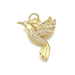 Настоящее золото 18K Стойка металлическая латунная микропрофилированная кубическая циркония подвески, с целью перехода в кольце, птица, без свинца и без кадмия, долговечный, реальный 18 k позолоченный, 20.5x17.5x3 мм, отверстие : 3.5 мм