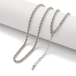 Platinum Brass Wheat Chain Necklaces for Women, Platinum, 19.72 inch(501mm)