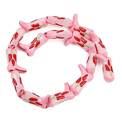 Hot Pepper Бусины из стеклянной эмали, окрашенные в технике запекания, острый перец, 23x16.5~17x7.5~8.5 мм, отверстие : 0.8~1.2 мм