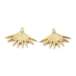 Настоящее золото 18K Латунные микропаве прозрачные подвески с фианитом, фанатские прелести, реальный 18 k позолоченный, 16.5x24x2.5 мм, отверстие : 1 мм