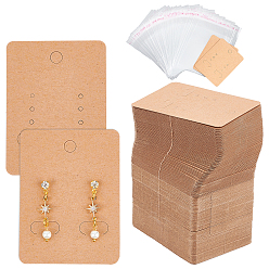 Goldenrod Display Card Sets, with Paper Earring Display Card and OPP Cellophane Bags, Rectangle, Goldenrod, Earring Display Card: 200pcs/set, OPP Cellophane Bags: 200pcs/set