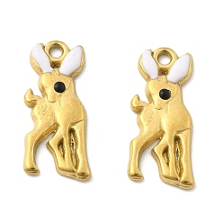 Настоящее золото 18K 304 из нержавеющей стали шармы эмали, олень очарование, ионное покрытие (ip), реальный 18 k позолоченный, 10x8.5x2 мм, отверстие : 1.4 мм