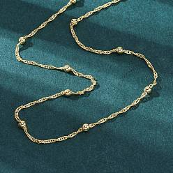 Настоящее золото 18K Ожерелье из латунных спутниковых цепей для женщин, без кадмия и без свинца, реальный 18 k позолоченный, 17.13 дюйм (43.5 см)