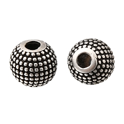 Античное Серебро Латунные бусины, без кадмия и без свинца, стойки покрытие, долговечный, текстурированная круглая, античное серебро, 6 мм, отверстие : 1.8 мм