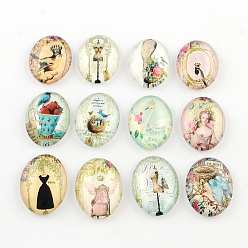 (52) Непрозрачная лаванда Европейский образец стиля стеклянные овальные кабошоны Flatback для поделок проектов, разноцветные, 40x30x8 мм