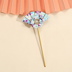 Zyan Blumenfächer Stoff Haarstäbe, Haarschmuck für Frauen und Mädchen, Zyan, 150 mm