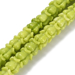 Желто-Зеленый Нити резных бусин из синтетического коралла, окрашенные, цветок, желто-зеленый, 6x6~6.5 мм, отверстие : 1 мм, около 60 шт / нитка, 14.37'' (36.5 см)