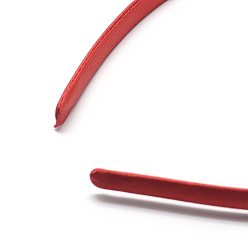 Red Plain Plastic Hair Band Findings, No Teeth, Covered with Cloth, Red, 120mm, 9.5mm