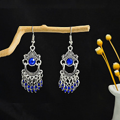 Морской Синий Серьги-люстры из сплава в богемном стиле, украшения для женщин, платина, Marine Blue, 75x18 мм