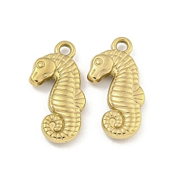 Настоящее золото 18K Ионное покрытие (ip) 304 подвески из нержавеющей стали, очарование морского конька, реальный 18 k позолоченный, 21x10x3 мм, отверстие : 2 мм