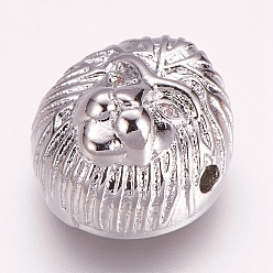 Platinum Brass Micro Pave Cubic Zirconia Beads, Chimpanzees, Platinum, 13.5x12.5x8mm, Hole: 1.5mm