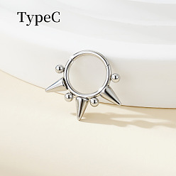 Нержавеющая Сталь Цвет 316 хирургические кольца для носа из нержавеющей стали с шипами, конус, цвет нержавеющей стали, 10 мм, штифты : 1.2 мм