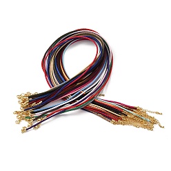 (52) Непрозрачная лаванда 2мм круглый нейлоновый миланский шнур для изготовления ожерелья, с латунными выводами и 303 застежками из лобстера из нержавеющей стали, реальный 18 k позолоченный, разноцветные, 18.50~18.70 дюйм (47~47.5 см)