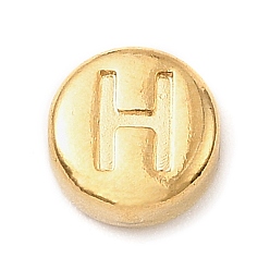 Letter H 304 из нержавеющей стали бусы, плоские круглые с буквы, золотые, Письмо ч, 7x3.5 мм, отверстие : 1.7 мм