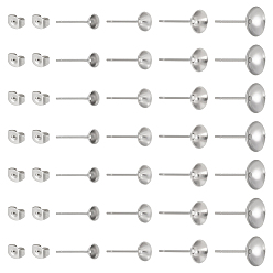 Нержавеющая Сталь Цвет 200шт 4 стили 304 фурнитура для сережек из нержавеющей стали, настройки сережек подходят для стразов, с ушными гайками 200 шт., цвет нержавеющей стали, 13~14x4~8 мм, штифты : 1 мм, пригодный для стразов 4~6 мм, 50 шт / стиль