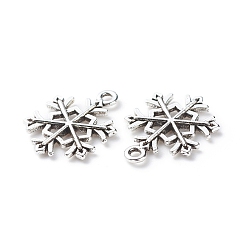 Antique Silver Tibetan Style Alloy Pendants, Cadmium Free & Nickel Free & Lead Free, Snowflake, for Christmas, Antique Silver, 21x16x2mm, Hole: 2mm