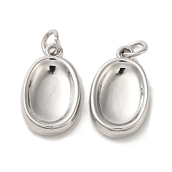 Платина Стойки обшивки латунные подвески, без свинца и без кадмия, долговечный, овальные амулеты, платина, 18x11x4 мм, отверстие : 3 мм