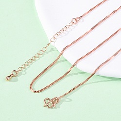 Розовое Золото 1.2мм латунные витые цепочки ожерелья, с 304 из нержавеющей стали омара застежками, без свинца и без кадмия, долговечный, стойки покрытие, розовое золото , 17.32 дюйм (44 см)