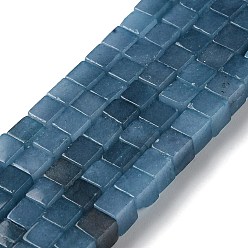 Морской Синий Природные окрашенные белого нефрита нитей бисера, кубические, Marine Blue, 6.5x6.5x6.5 мм, отверстие : 1.2 мм, около 60 шт / нитка, 15.16'' (38.5 см)