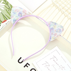 Фиолетовый Симпатичные кошачьи ушки, тканевые ленты для волос, аксессуары для волос для девочки, фиолетовые, 170x150 мм
