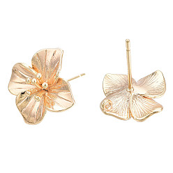 Настоящее золото 18K Изделия из латуни, с вертикальной петлей, без кадмия, без никеля и без свинца, цветок, реальный 18 k позолоченный, 15x15 мм, отверстие : 1 мм, штифты : 0.8 мм