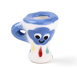 Васильковый Украшение для кружки из фарфора ручной работы, Ручной обращается фарфор Famille Rose, аксессуары для микроландшафта, васильковый, 23.5~25.5x17.5~19x24.5~25 мм