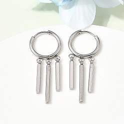 Нержавеющая Сталь Цвет Палочка 304 серьги-люстры из нержавеющей стали, с 201 кольцом из нержавеющей стали и 316 серьгами-гвоздиками из нержавеющей стали, цвет нержавеющей стали, 39x16x2.5 мм